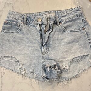 Garage Light Blue Distressed Jean Shorts